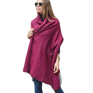 200x80 cm, Original Himalayan YAK WOOL Shawl, Very Warm & Soft, Plain Purple Color, Unisex, Handmade in Nepal on Himalayan Region