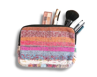 UPCYCLED PURSE for Ipad/Make-up, Handmade with Recycled Fabrics by Local Women in a Fairtrade in Nepal, Sustainable & Ecological,Multicolor