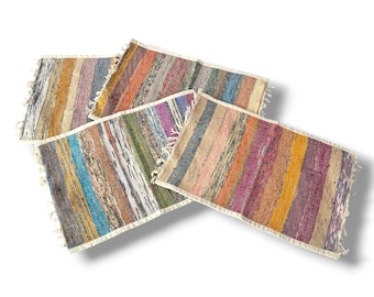 UPCYCLED PLACEMATS, Handmade with Recycled Fabrics by Local Women in a Fairtrade in Nepal, Sustainable & Ecological, Multicolor,2 Pieces Set