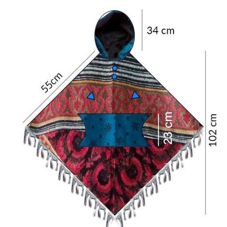 Handloomed Himalayan Yak Woolen and Cotton Mix Poncho, Very Warm and