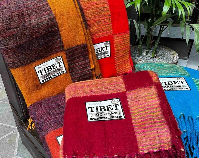 255x120 cm, Traditional Tibetan YAK WOOL BLANKETS, Incredible Warm & Soft, Handloomed in Many Colours, Handmade in Tibet on Himalayan Region