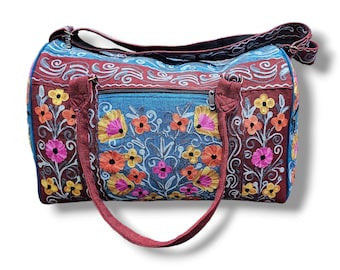 BIG SIZE - Travel Bag in Kashmiri Style, Handmade & Handloomed with Cotton by Local Women in a FairTrade in Nepal, Many Colors Available