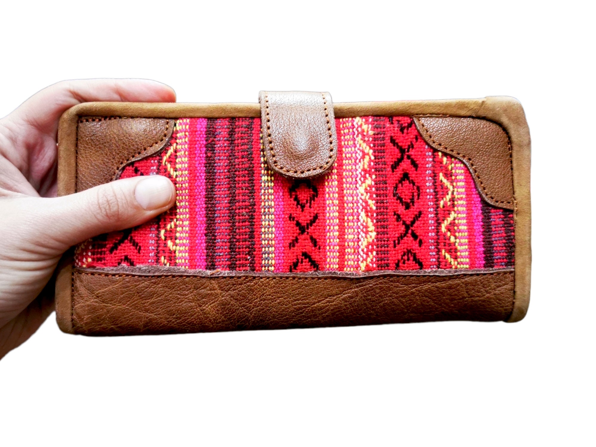 Local Purse 10x22 Cm, UNISEX PURSE in Gheri Cotton & Leather, 7 Pockets for Cards ...