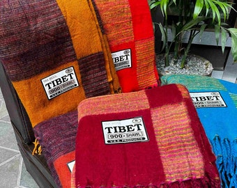 250x120 cm, COPERTE TRADIZIONALI tibetane IN LANA YAK, Incredibilmente calde e morbide, tessute a mano in molti colori, fatte a mano in Tibet nella regione dell'Himalaya