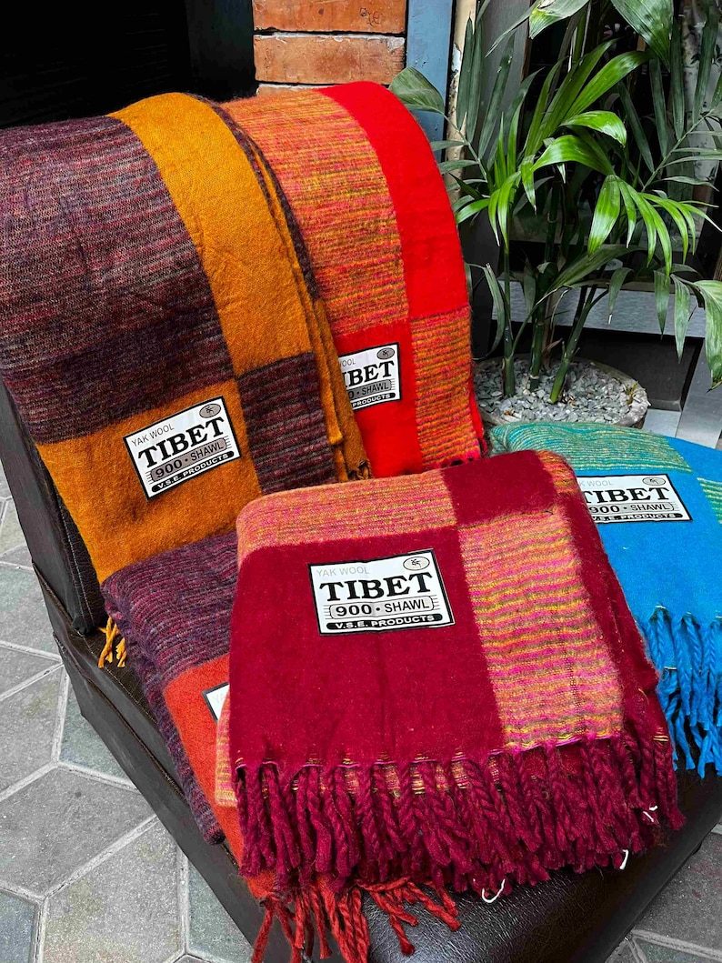 250x120 cm, Traditionelle tibetische YAK WOLLDECKEN, unglaublich warm und weich, in vielen Farben handgewebt, handgefertigt in Tibet in der Himalaya-Region Bild 1