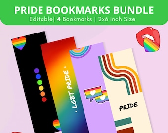 LGBT Pride Bookmark Collection, Digital Bookmarks, Bookish Bookmarks Pride , Book lover gift, Gay pride gifts, Set of 4