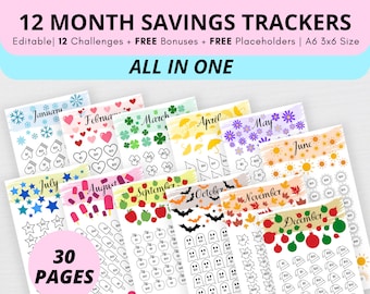Monthly Savings Challenge Trackers: A6 Printable (PDF Download)