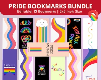 Retro Rainbow Pride Bookmarks: LGBTQIA+ Book Lover Gift (Set of 13) (Printable PDF)