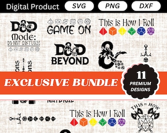 DnD Dice Bundle SVG: Dungeons and Dragons Cut File (Digital Download)