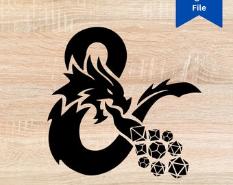 Dungeons and Dragons Logo: D&D Drachen Würfel SVG, Cricut (Digitaler Download)