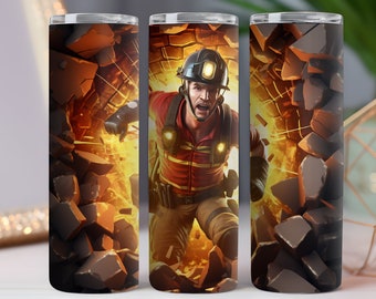 Firefighter Tumbler Sublimation Wrap: 20oz Skinny Straight Design (Digital Download)