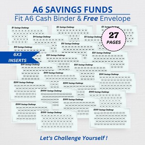 A6 Savings Challenge Printable: Monthly Tracker Set (Digital Download)