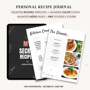 Editable Recipe Book Template: Minimalist Food Planner (Digital Download)