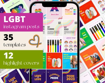 LGBT Pride Instagram Post Templates: Social Media Kit (Canva)