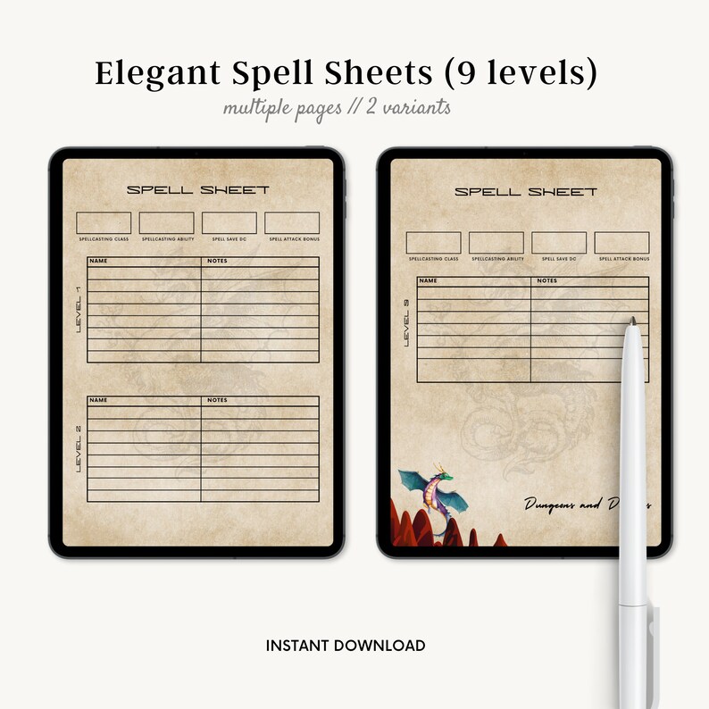 Printable Dnd Character Journal, Dnd Character Sheet With Spell Cards, A5 Size, Dungeons and ...