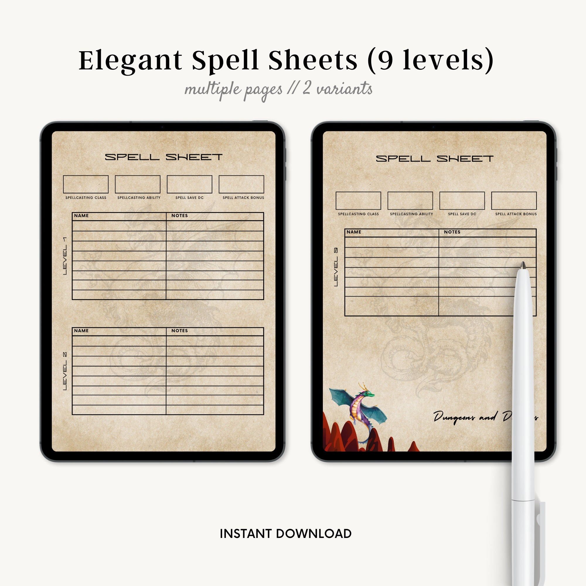 Printable Dnd Character Journal, Dnd Character Sheet With Spell Cards, A5 Size, Dungeons and ...