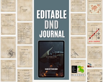 Digital D&D Character Journal: Fillable Character Sheet (PDF/GoodNotes)