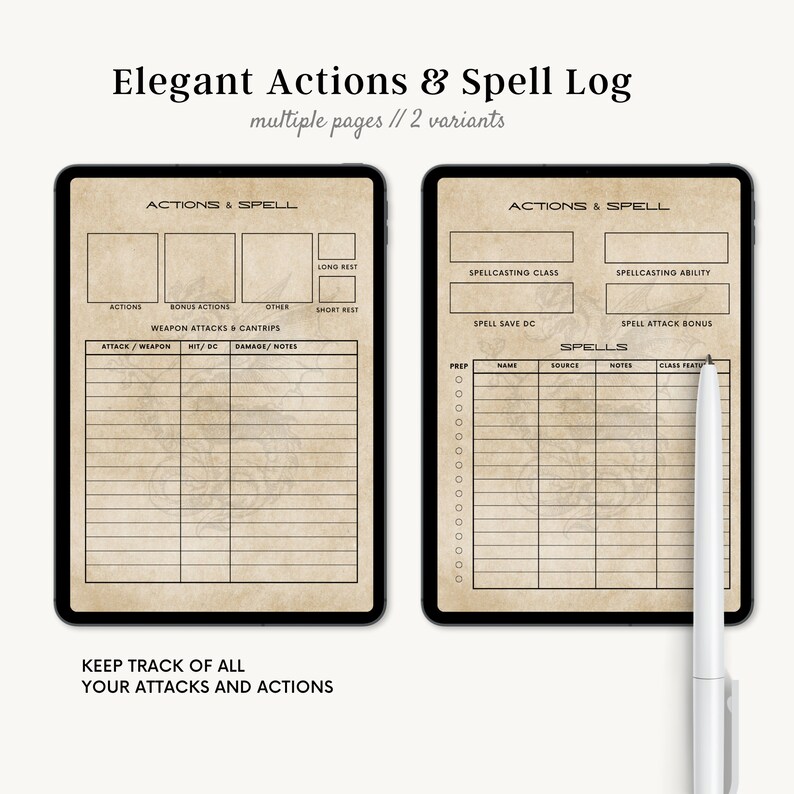 Printable Dnd Character Journal, Dnd Character Sheet With Spell Cards ...