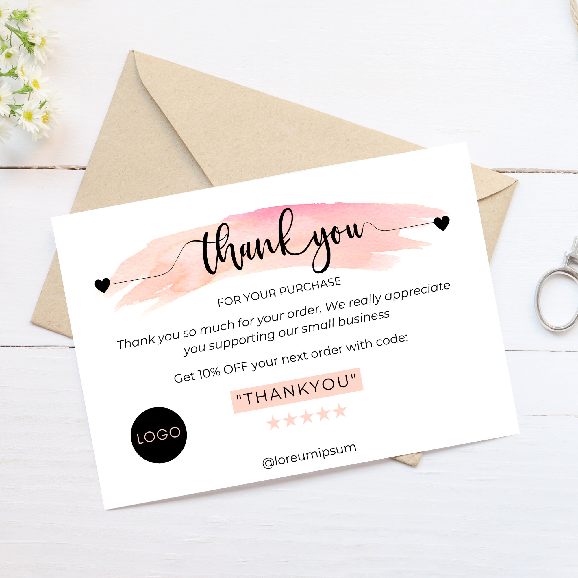 PRINTABLE Thank You Cards Business Template Etsy Small Business 