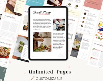 Digital Recipe Book Template: iPad Cookbook, Meal Planner (Digital Download)