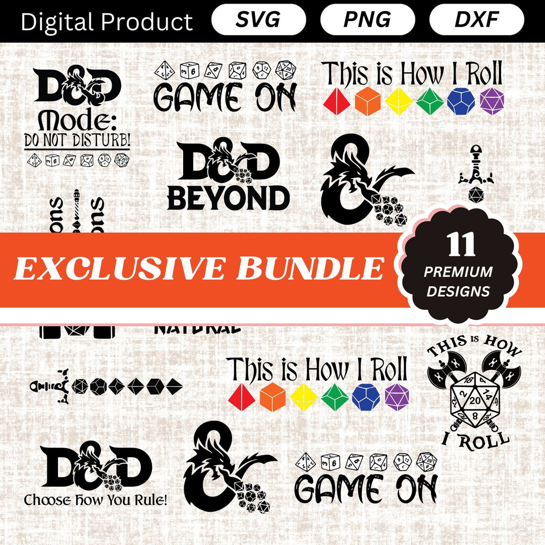 Dnd Dice Bundle SVG, Polyhedral Dice Svg, Dungeons and Dragons Svg, D20