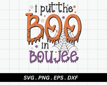 SVG retro de Halloween "I Put The Boo In Boujee", disfraz de bruja fantasma (descarga digital)