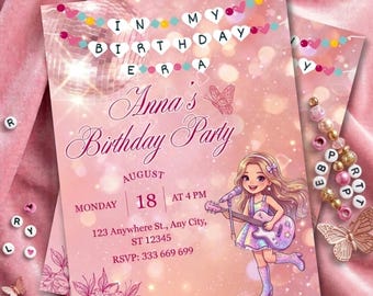 Birthday Era Invitation, Friendship Bracelet Party Invite, Teen Music Theme (Digital Download)