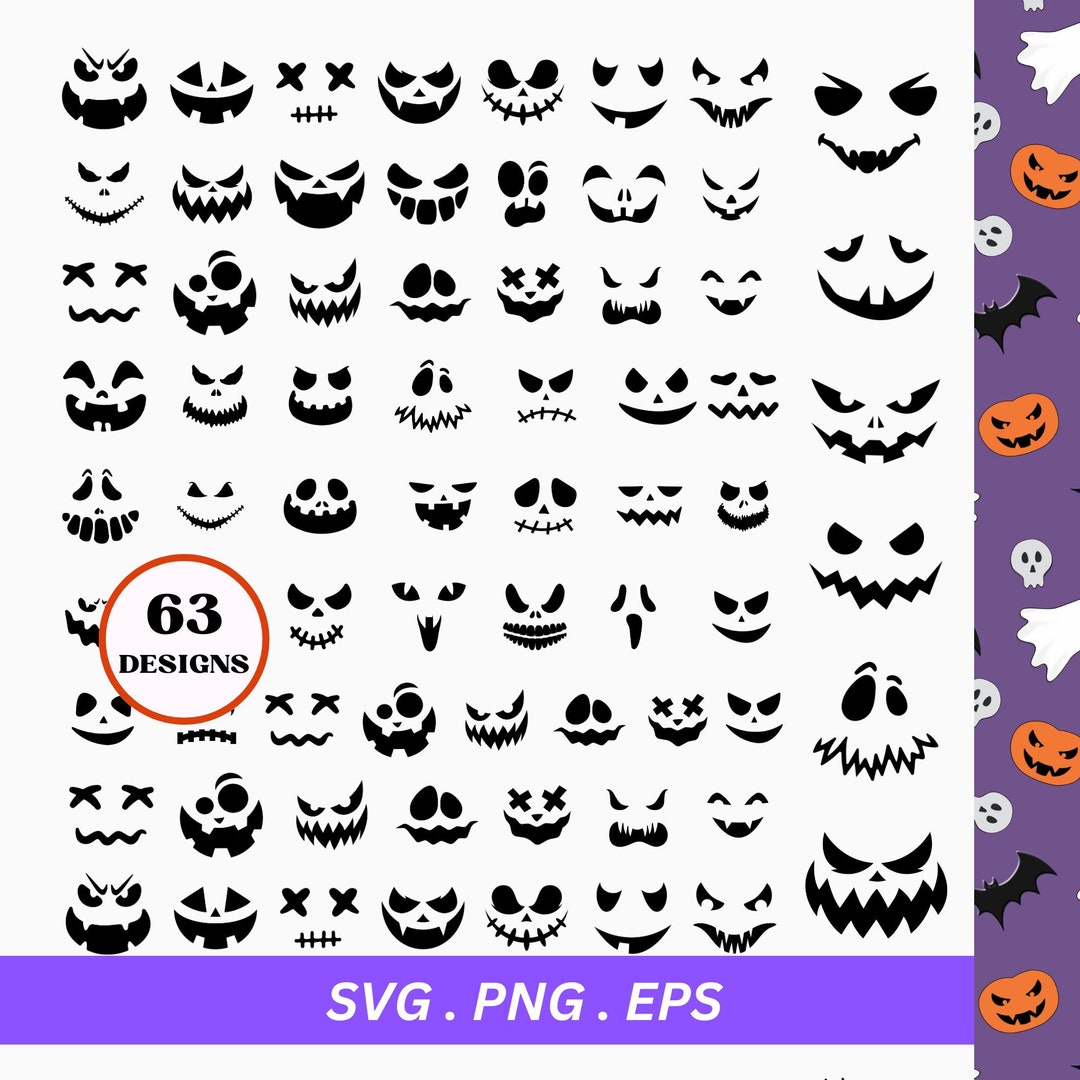 Pumpkin Face SVG Bundle Pumpkin Face PNG Bundle Pumpkin Face - Etsy