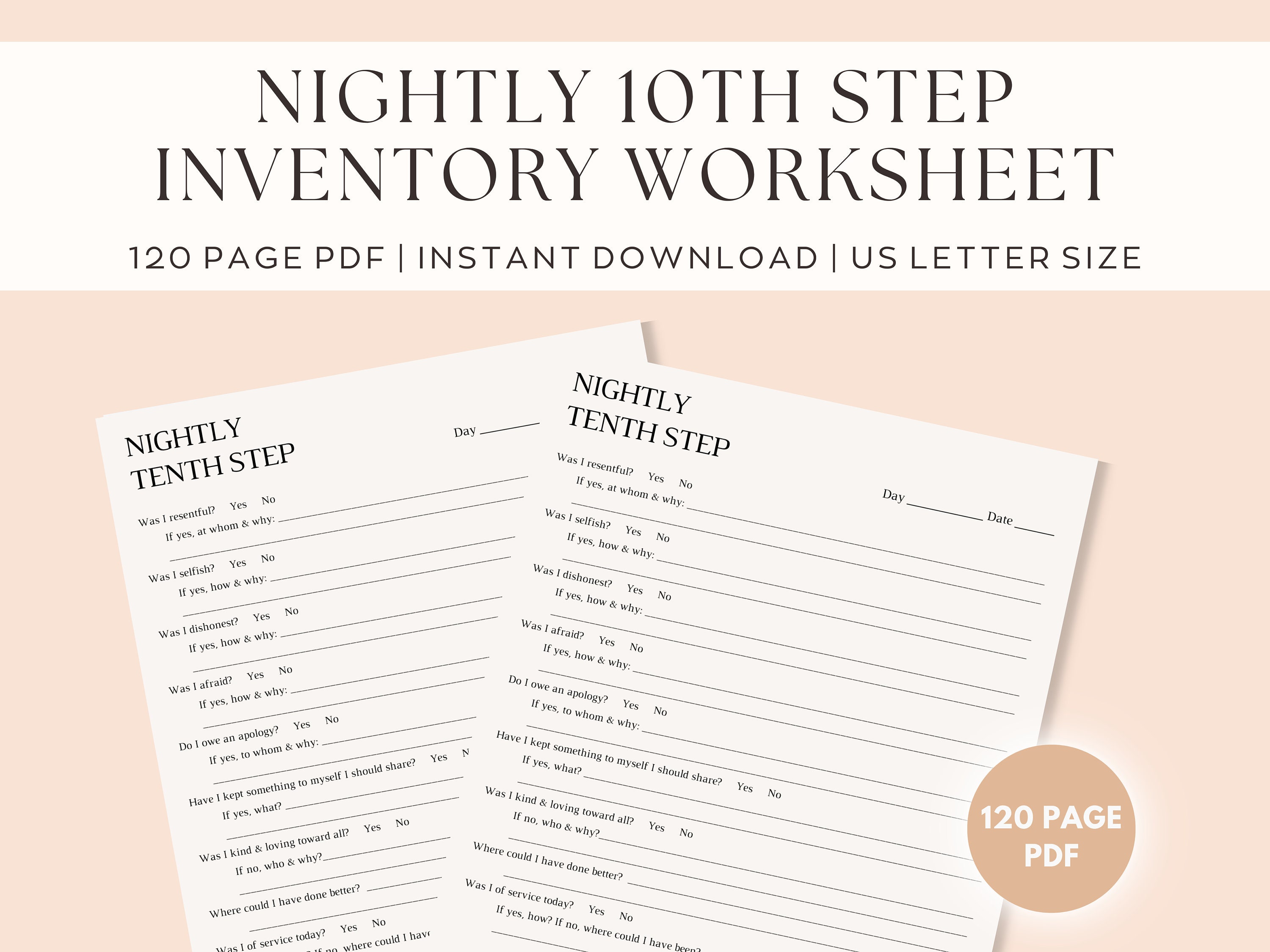 10TH STEP NIGHTLY Inventory Worksheet Sobriety Worksheet - Etsy Australia 10th-step-nightly-inventory-worksheet-sobriety-worksheet-etsy-australia