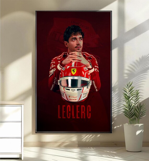 Charles Leclerc Affiche, Ferrari Imprimé Ventilateur Cadeau, Formule 1