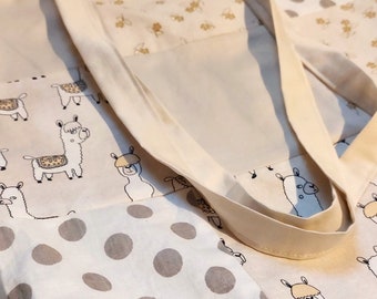 Jute bag/shopper hand-sewn patchwork