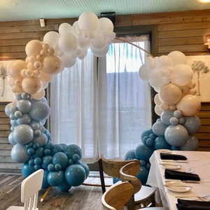 Muted Pastel Balloon Arch Kit: Blue Beige White, Baby Shower Decor