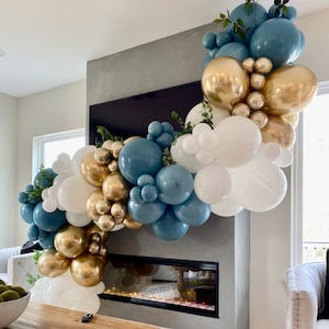 Muted Blue Balloon Arch Kit: Rustic Ocean Baby Shower Decor