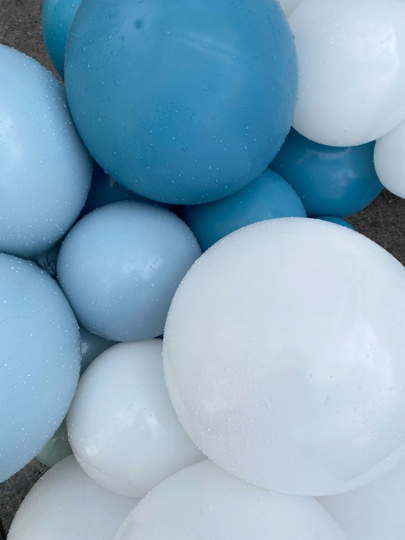 Oh Boy DIY Balloon Arch Garland Kit Muted Pastel Matte Blue White