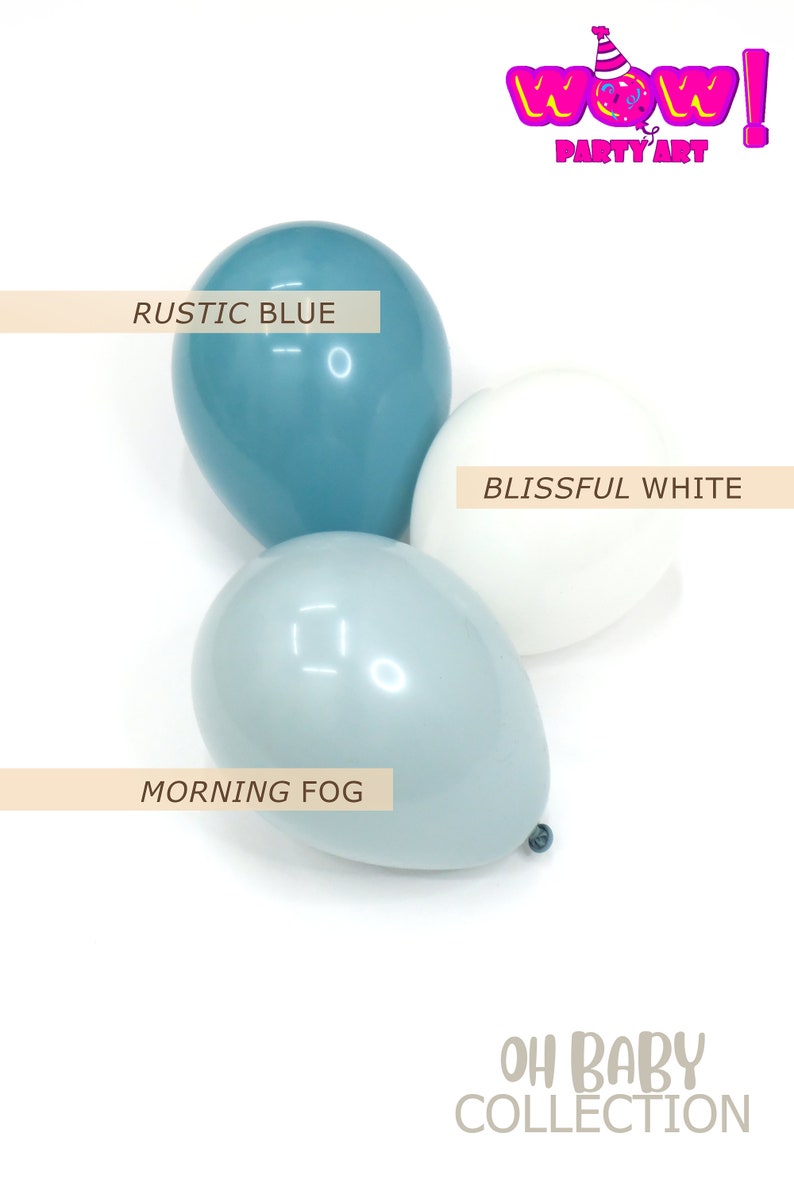 Oh Boy DIY Balloon Arch Garland Kit Muted Pastel Matte Blue White