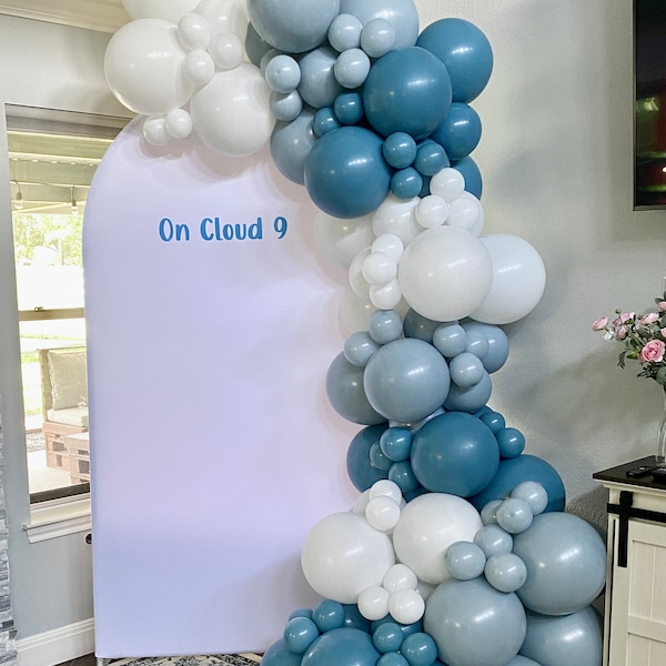 Oh Boy! DIY Balloon Arch Garland Kit | Muted Pastel Matte Blue White | Neutral Rustic Ocean Themed Boy Baby Shower Party Balloon Decorations