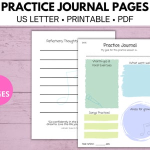 Practice Journal pages for Singers