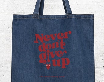 Ironic Quote Organic Denim Tote Bag, Funny Gift