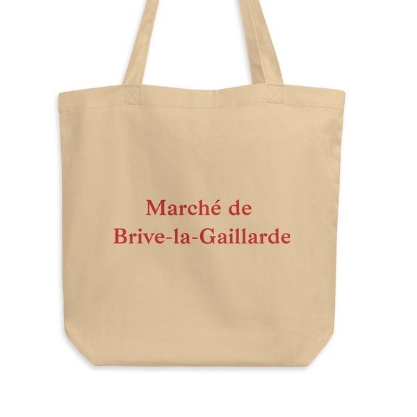Marché de brive-la-Gaillarde Tasche Corrèze Südfrankreich Eco Tote Bag rotes Zitat schwarze Tasche beige Tasche Geschenkidee für Frauen Canvas Tasche