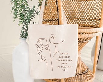 Wine Lover Canvas Tote Bag, French Quote Shopping Bag