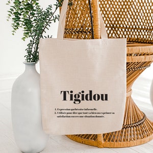 TIGIDOU tote bag gift with quebec quote travel tote funny quote canada gift for friend french expression canvas tote bag for women gift