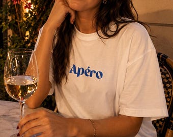 Apéro T-shirt: Unisex Organic Cotton, French Happy Hour Tee