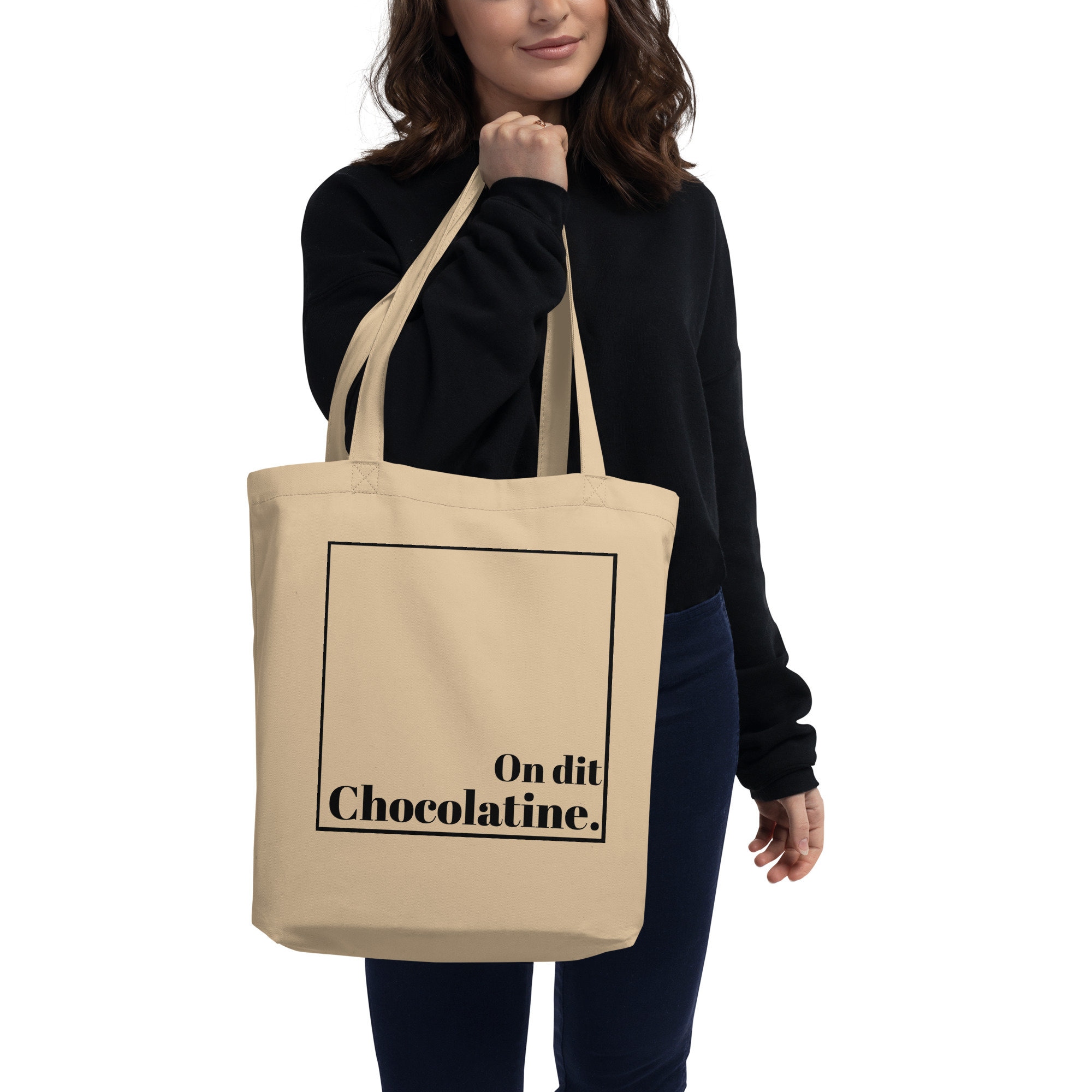 Tote bag avec l'œuvre « ON DIT CHOCOLATINE » de l'artiste fabricethomas