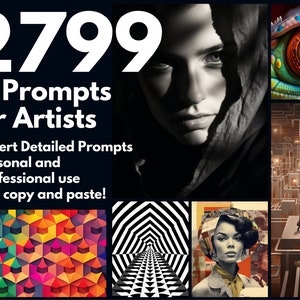 2799 AI Prompts for Artists | Over 30 Categories of Art | Generate Jaw-Dropping Digital Wall Art with AI | Instant Access  | Copy and Paste