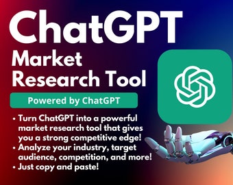 ChatGPT-Marktforschungstool | Verschaffen Sie sich einen Wettbewerbsvorteil | BONUS 100 ChatGPT-Eingabeaufforderungen | Personalisierte Marketingempfehlungen | Angetrieben durch KI