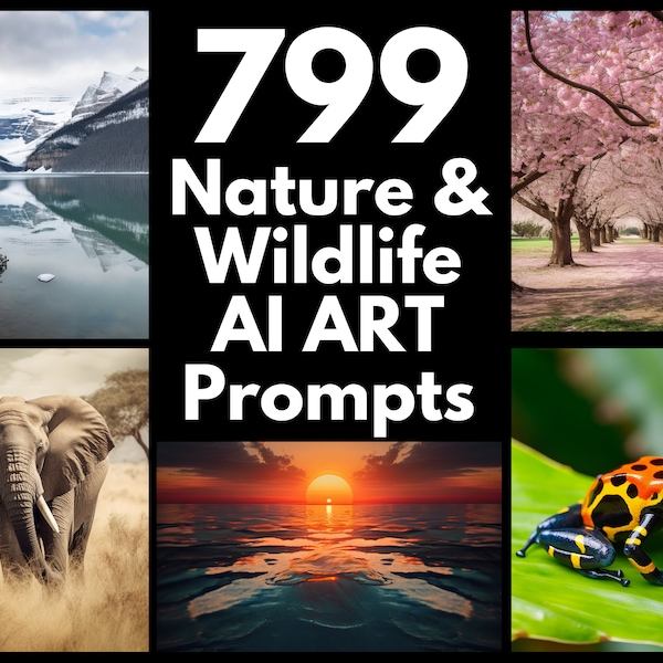 799 AI Art Prompts: Nature & Wildlife | Text-to-image Midjourney Dall-E Stable Diffusion | Inspiration | Digital Wall Art | Copy and Paste