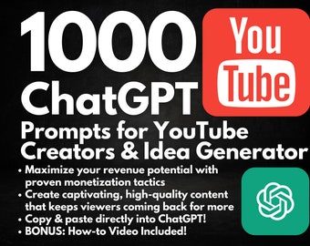 1000 ChatGPT Prompts for YouTube Creators: Boost Your Channel with Expert YouTube Idea Generator & Strategies for Success | How-to video