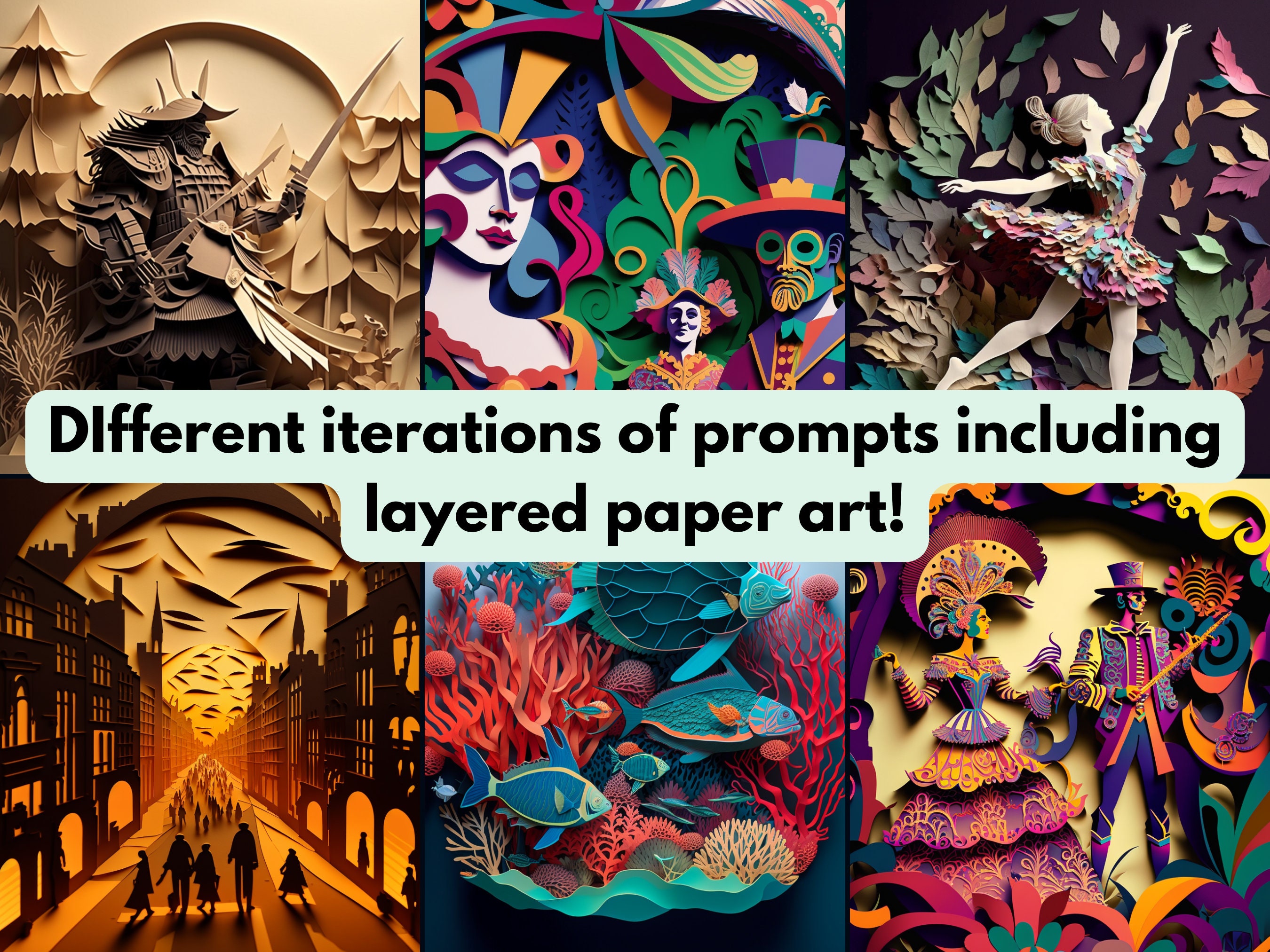 100 Midjourney Layered Paper Art Prompts Unleash Your Etsy Australia