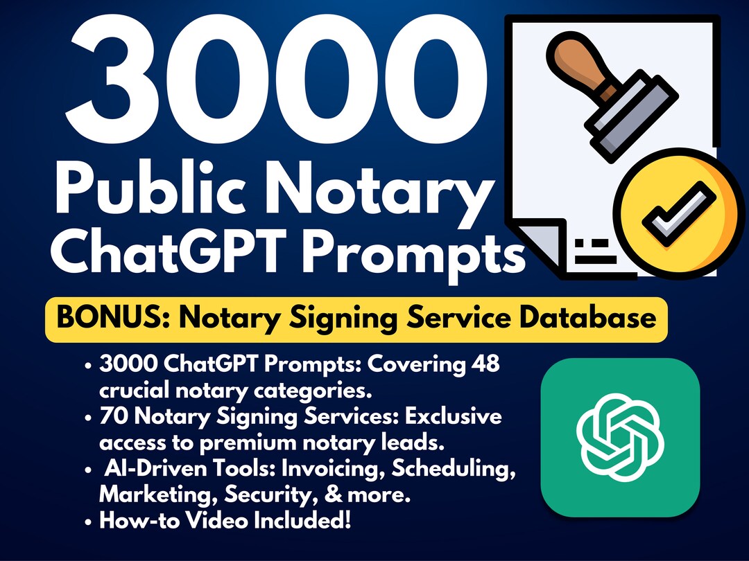 3000 Chatgpt Prompts for Public Notary Professionals a Notary