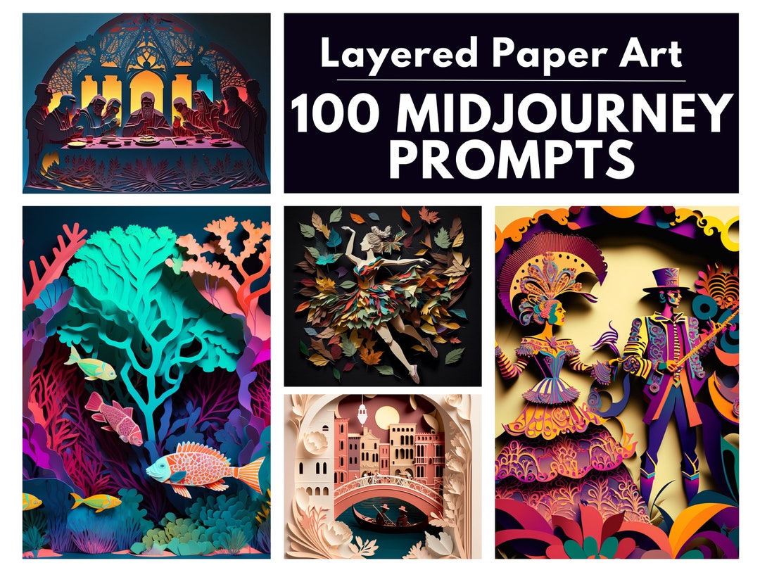 Buy 100 Midjourney Layered Paper Art Prompts Unleash Your Creativity